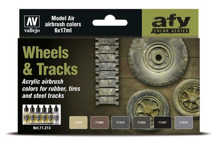 Scale Models * | 71213 | Vallejo Model Air Wheels & Tracks Colour Acrylic Paint Set 6Pcs