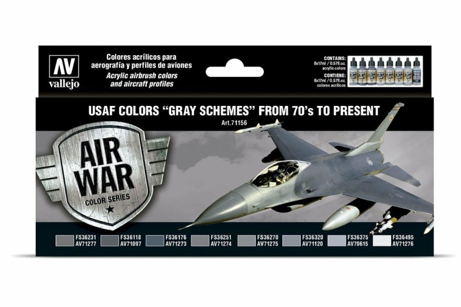 Scale Models * | 71156 | Vallejo Model Air Usaf Colors "Gray Schemes" From 70'S To Present Colour Acrylic Paint Set 8Pcs