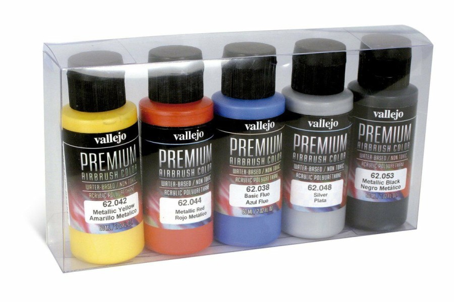 Scale Models * | 62103 | Vallejo Premium Colour Metallics Colour Set Acrylic Airbrush Paint 5Pcs