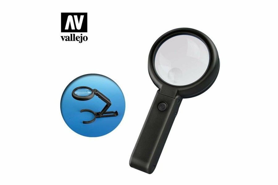 Accessories * | T14002 | Vallejo Foldable Magnifier W/ Led Light & Stand