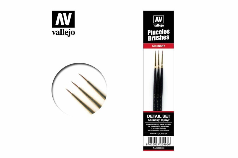 Accessories * | Rk25999 | Vallejo Kolinsky-Tajmyr Sable Detailed Paint Brush Set 3Pcs