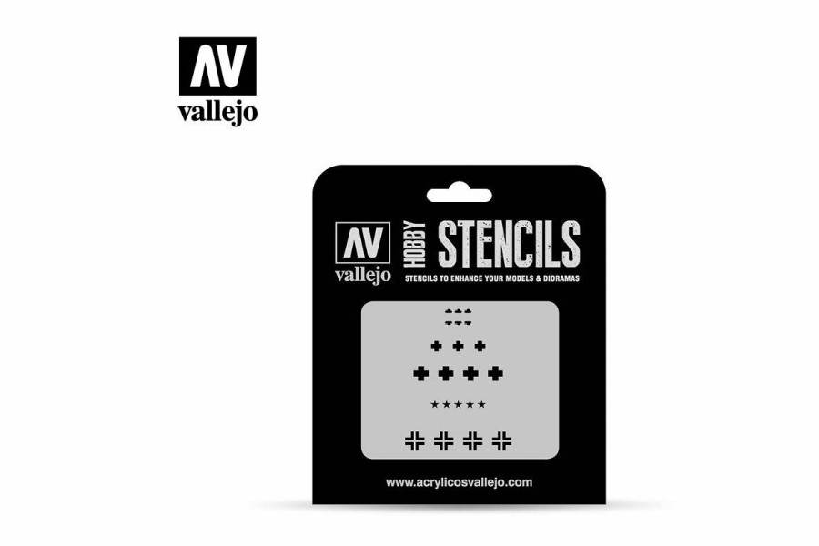 Accessories * | St-Afv001 | Vallejo Assorted German Wwii Tank Markings Stencil