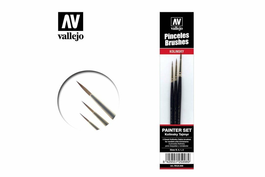 Accessories * | Rk25998 | Vallejo Kolinsky-Tajmyr Sable Finest Paint Brush Set 3Pcs