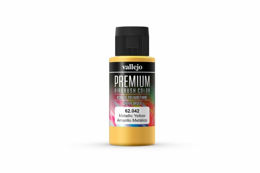 Scale Models * | 62042 | Vallejo Metallic Yellow Polyurethane Premium Airbrush Colour 60Ml