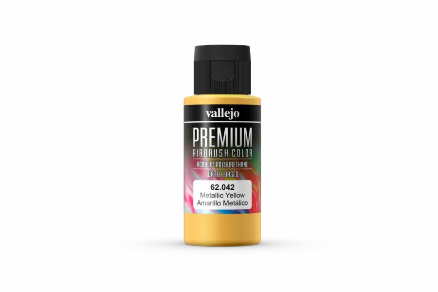 Scale Models * | 62042 | Vallejo Metallic Yellow Polyurethane Premium Airbrush Colour 60Ml