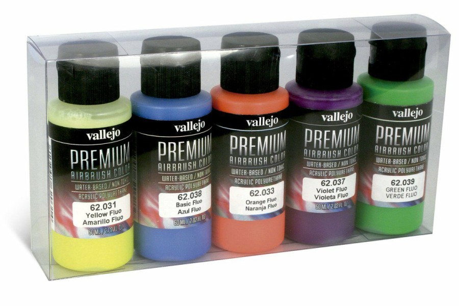 Scale Models * | 62102 | Vallejo Premium Colour Fluo Colour Set Acrylic Airbrush Paint 5Pcs