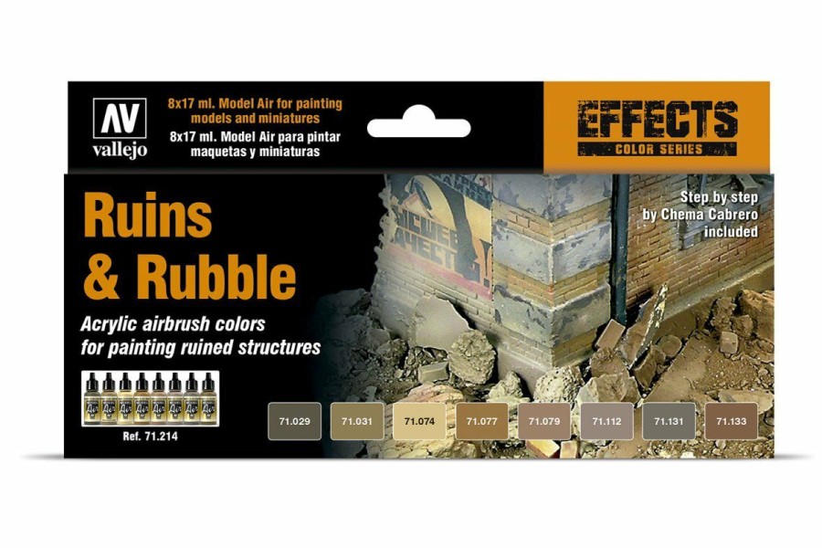 Scale Models * | 71214 | Vallejo Model Air Ruins & Rubble Colour Acrylic Paint Set 8Pcs