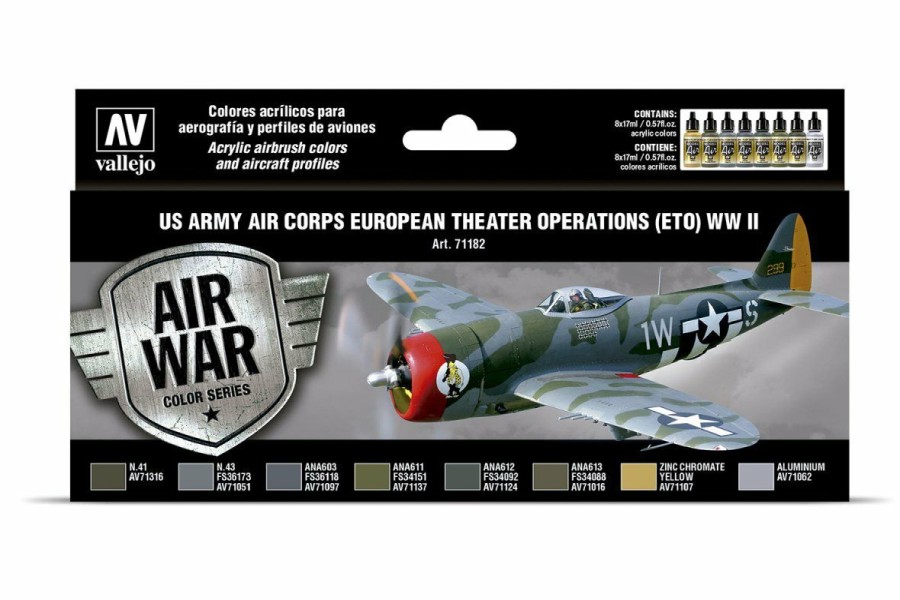 Scale Models * | 71182 | Vallejo Model Air Us Army Air Corps European Theater Op (Eto) Wwii Colour Acrylic Paint Set 8Pcs