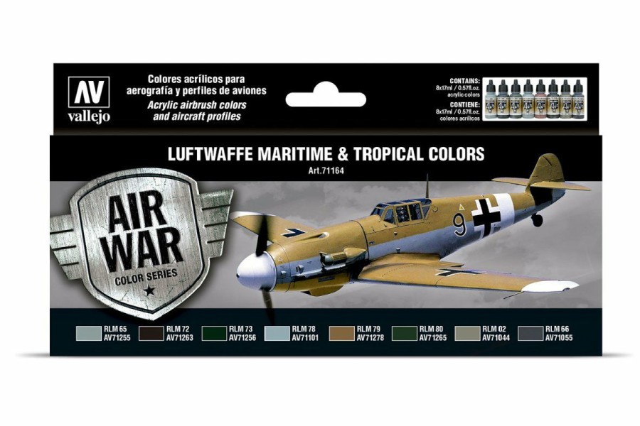 Scale Models * | 71164 | Vallejo Model Air Luftwaffe Maritime And Tropical Colors Colour Acrylic Airbrush Paint Set 8Pcs