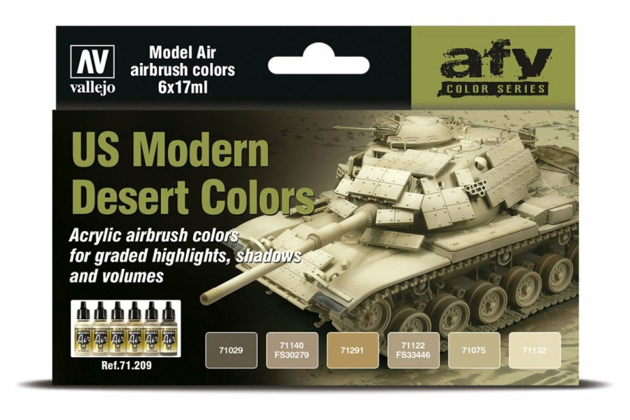 Scale Models * | 71209 | Vallejo Model Air Us Modern Desert Colour Acrylic Paint Set 6Pcs