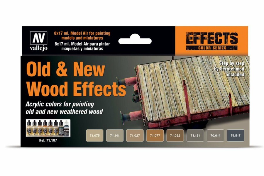 Scale Models * | 71187 | Vallejo Model Air Old & New Wood Effects Colour Acrylic Airbrush Paint Set