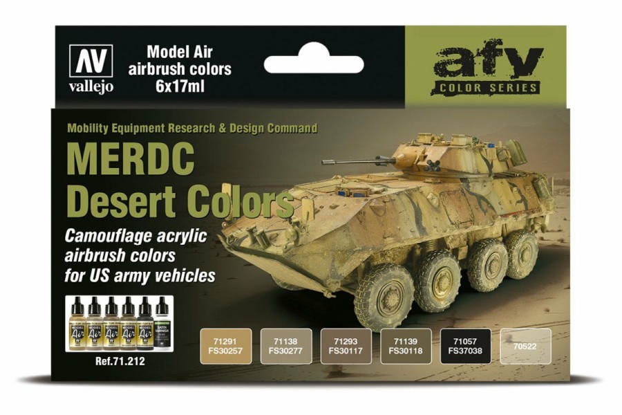 Scale Models * | 71212 | Vallejo Model Air Merdc Desert Colour Acrylic Paint Set 6Pcs