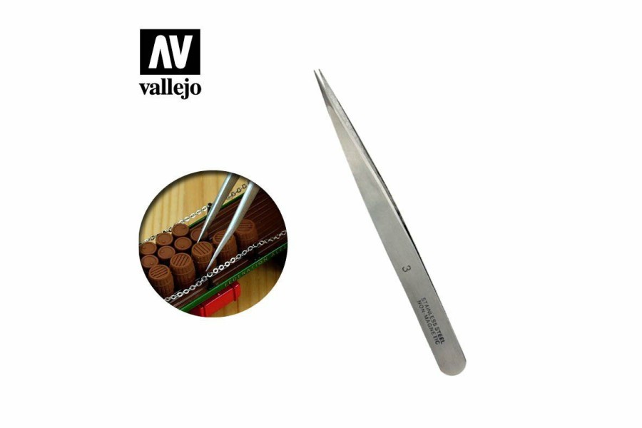 Accessories * | T12003 | Vallejo Stainless Steel Fine Tweezers